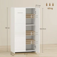 HOMCOM Schoenenkast in hoogglans, schoenenopslag met verstelbare planken voor gang, hal, plaats voor 10 paar, wit(m-3)
