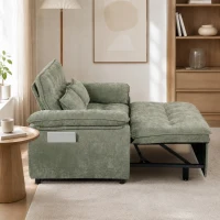 HOMCOM Sofá Cama 2 Plazas Sofá Cama 3 en 1 de Terciopelo 137 cm Respaldo Ajustable Asiento Amplio 2 Cojines Verde(m-5)