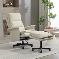 HOMCOM Fauteuil massant électrique relaxant avec repose-pieds et télécommande tissu imitation lin 78 x 93 x 99 cm beige(m-10)