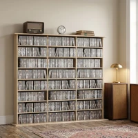 HOMCOM Meuble de rangement 1032 CDs / 594 DVDs, étagère multimédia, 24 compartiments et 18 étagères ajustables, chêne(m-7)