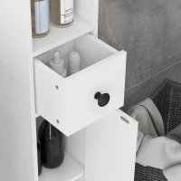kleankin Badkamerkast, 4 planken, lade, spaanplaat, slank ontwerp, Wit(m-8)