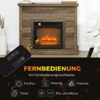 HOMCOM Elektrische Haard, 3D-vlameffect, 3 standen, timer, afstandsbediening, naturel hout(m-6)