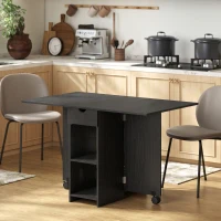HOMCOM Table à Manger Pliante, Table de Cuisine Extensible pour 2 à 4 Personnes, 2 Abattants, 120 x 72 x 75 cm, Noir(m-2)