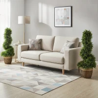 HOMCOM Set of 2 Artificial Plants, Topiary Spiral Boxwood Cypress Trees with Pot, for Home Indoor Outdoor Decor, 90cm(m-10)