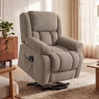 HOMCOM Sillón Elevador Eléctrico con Masaje y Calefacción Reposapiés Respaldo Reclinable Mando 93x104x100 cm Marrón(m-5)