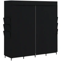 HOMCOM Stoffen kledingkast, stofdicht en draagbaar, 5 kledingroedes, 170 x 45 x 167 cm, zwart(m-1)