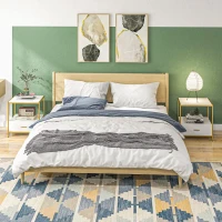 HOMCOM Set di 2 Comodini Moderni con Cassetto e Ripiano Aperto, 50x40x55cm, Bianco e Oro(m-9)