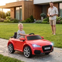 HOMCOM Macchina Elettrica per Bambini 3-5 Anni Licenza AUDI TT con Telecomando e Fari LED, 102x60x44 cm, Rosso(m-2)