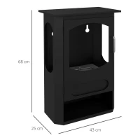 HOMCOM Ethanolkachel, vrijstaand, 3 uur brandtijd, tot 25 m², vak voor brandhout, roestvrij staal, zwart, 43 x 25 x 68 cm(m-3)