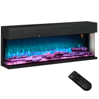 HOMCOM 1800W 15-40℃ Adjustable Flame Glass Panel Convector Heater, 127cm(m-11)