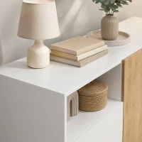 HOMCOM Modern sideboard met 2 soft-close deuren en 2 laden, 140 x 40 x 85 cm, wit(m-11)
