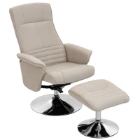 HOMCOM Fauteuil relax inclinable 135° pivotant 360° avec repose-pieds revêtement tissu beige(m-1)