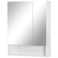 kleankin Bathroom Cabinet with Mirror, Wall Mounted Bathroom Mirror Cabinet with Adjustable Shelf, 2 Doors Storage Cupboard, White(m-11)