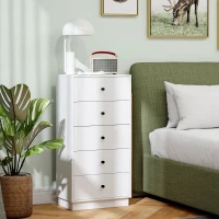 HOMCOM Ladenkast Sideboard met 5 Laden in Moderne Stijl van Spaanplaat, 47 x 29 x 95 cm, Wit(m-6)