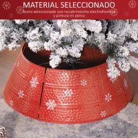 HOMCOM Falda para Árbol de Navidad de Metal Impermeable Decoración para Árbol Navideño 66x66x23 cm Rojo(m-5)