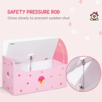 ZONEKIZ 2-in-1 Kids Storage Bench, Toy Box w/ Safety Rod - Pink(m-5)