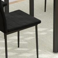 HOMCOM Set van 4 Eetkamerstoelen, Armloos ontwerp, Stofbekleding, Metalen poten, Zwart(m-9)