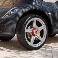 AIYAPLAY Voiture porteur enfant Porsche avec klaxon, lumières, sons de moteur, pour 18–36 mois, noir mat(m-5)