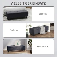 HOMCOM Opbergbank in linnenlook met rubberhouten poten, voor woonkamer, slaapkamer en hal, donkergrijs(m-6)