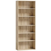 HOMCOM Six Shelf Bookcase - Oak(m-1)