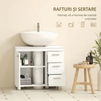HOMCOM Dulap sub chiuvetă pentru baie cu dulăpior, rafturi și sertare, alb(m-5)