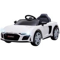 AIYAPLAY Voiture électrique enfant 12V avec télécommande Batterie lithium 2 moteurs Démarrage en douceur Suspension arrière Blanc(m-5)