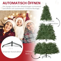 HOMCOM Kerstboom met 700 Warmwitte LED's, 2154 Takken, Vlamvertragend, Kunststof/Metaal, 210 x 142 cm, Groen(m-6)
