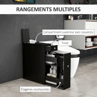 HOMCOM Meuble pour toilette salle de bain avec rangement papier toilette - 2 tiroirs organisateur en MDF - 17 x 48 x 58 cm(m-5)