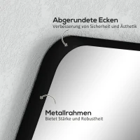 HOMCOM Badkamerspiegel wandspiegel met splinterfolie metalen frame badkamer 50 x 70 cm zwart(m-5)