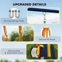 AIYAPLAY Kids Swing Set with Double Swings, Outdoor Playset with Adjustable Ropes, Metal Frame for Ages 3-8, 150kg Capacity(m-8)