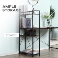 HOMCOM Reversible Computer Desk with Storage Shelves on Left or Right, Industrial Reversible Writing Desk for Home Office, Study, Easy Assembly, 120 x 64 x 121cm, Rustic Brown and Black(m-5)