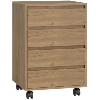 HOMCOM Bloco de Gavetas de Escritório com 4 Gavetas Rodas para Escritório 46x40x65 cm Castanho(m-1)