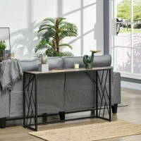 HOMCOM Tavolo Consolle da Ingresso in Stile Industriale, Mobile Vintage in Acciaio e Legno, 120x35x75cm, Marrone(m-10)