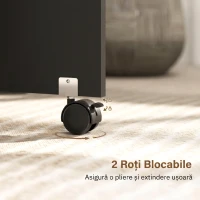 HOMCOM Masă pliabilă tip consolă pentru 4-6 persoane cu roți și rafturi, 140x75x74cm, Stejar și Negru(m-6)