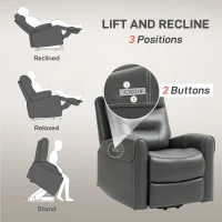 HOMCOM Power Lift Recliner Chair for Elderly, Overstuffed Faux Leather Riser and Reclining Chair with USB A+C Ports, Recliner Armchair for Living Room, Charcoal Grey(m-4)