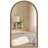 HOMCOM Miroir mural arche, 110 x 65 cm Cadre en bois, Miroir arqué pour le salon, la chambre, l'entrée, brun foncé(m-1)