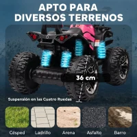 HOMCOM Quad Eléctrico para Niños 12V Quad para Niños de 3–5 Años con 2 Motores Suspensión 3–8 km/h Música Faros LED USB Rosa(m-5)