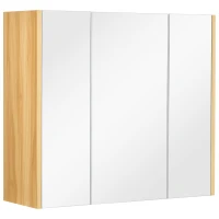 kleankin Armoire miroir salle de bain armoire de toilette miroir 3 portes 4 étagères réglables 68 x 22 x 60 cm blanc(m-11)