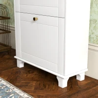 HOMCOM Scarpiera Salvaspazio Slim con 2 Ante a Ribalta, Scarpiera Ingresso con Ripiani Regolabili, Cassetto, Base Rialzata, Bianco(m-5)