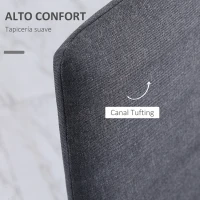 HOMCOM Pack de 4 Sillas de Cocina Modernas Tapizadas en Lino y Patas de Metal para Salón Carga 120 kg 41x50x97 cm Gris(m-5)