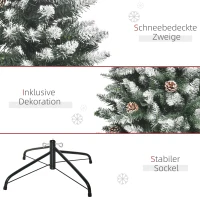 HOMCOM Kunstkerstboom, 464 takken, 28 dennenappels, besneeuwde toppen, vlamvertragend, 150 cm(m-7)