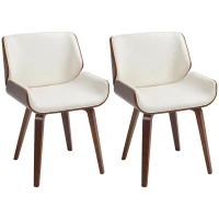 HOMCOM Lot de 2 chaises de salle à manger style vintage assise revêtement synthétique 54 x 53 x 81 cm blanc marron(m-1)