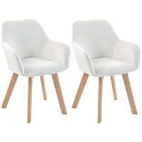 HOMCOM Conjunto de 2 Cadeiras de Jantar Modernas Estofadas em Veludo com Pernas de Madeira 54x57x80 cm Creme(m-1)