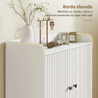 HOMCOM Sapateira de 2 Portas em Ripas Sapateira para Entrada com Prateleiras Ajustáveis Compartimento Aberto para 15 Pares de Sapatos 75x35x97 cm Branco(m-7)