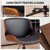 HOMCOM Scaun Birou Rotativ, Altezza Reglabil, In Piele Pu E Lemn Curbat(m-5)