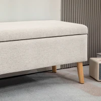 HOMCOM Cassapanca Contenitore 110x39x45 cm in Tessuto Effetto Lino, Gambe in Legno di Caucciù, Capacità 220 kg, Beige(m-9)