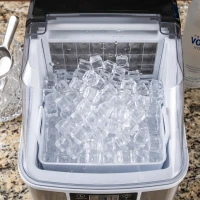 HOMCOM Ijsmaker, Compacte 20kg Ijsblokjesmachine met Zelfreinigende Functie voor Huisgebruik, Zilver(m-10)