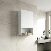 HOMCOM Armário de banheiro para parede, com prateleiras ajustáveis e porta, branco(m-2)