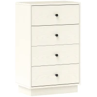 HOMCOM Cómoda para Dormitorio Moderna de 4 Cajones Cajonera Estrecha para Salón Pasillo 47x29x75 cm Blanco(m-1)