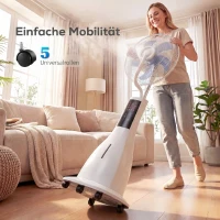 HOMCOM Staande ventilator met waternevel, 75° oscillatie, 3 snelheden, 3 modi, Wit(m-9)